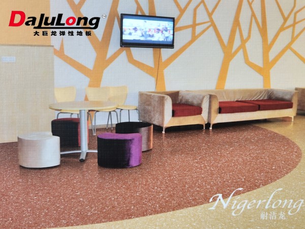 Dajulong 1.6mm thick PVC plastic flooring in roll